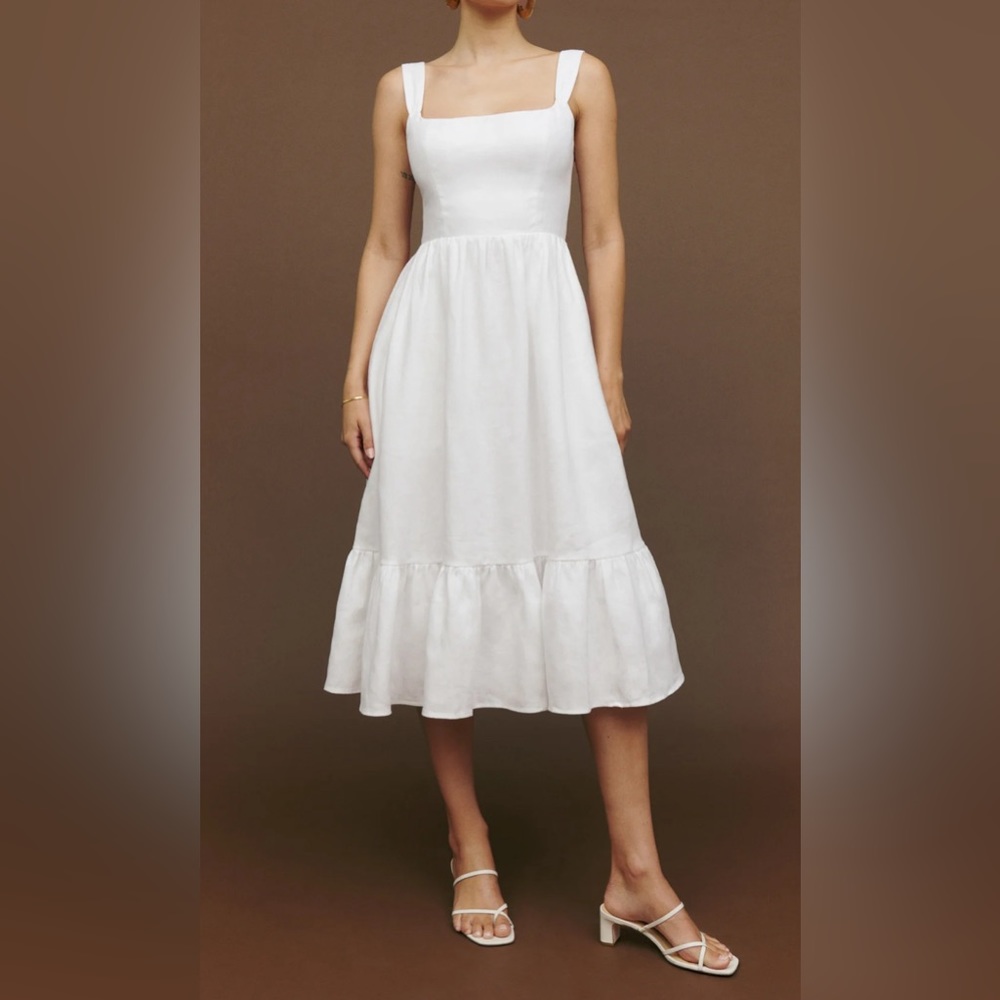 NWT Reformation white Linen midi dress size 2